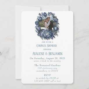 Vintage French Toile Floral Couples Shower Photo Invitation