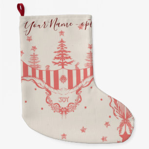 Vintage French Toile Inspired Joy Personalised Large Christmas Stocking