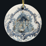 Vintage French Toile Nativity | Christmas  Ceramic Tree Decoration<br><div class="desc">This vintage Christmas ornament features a beautiful toile nativity within an old distressed French frame.</div>