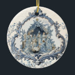 Vintage French Toile Nativity | Christmas  Ceramic Tree Decoration<br><div class="desc">This vintage Christmas ornament features a beautiful toile nativity within an old distressed French frame.</div>
