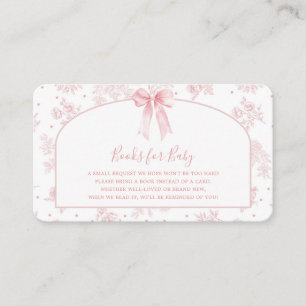 Vintage French Toile Pink Bow Books For Baby Enclosure Card
