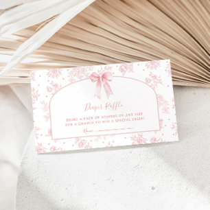 Vintage French Toile Pink Bow Diaper Raffle Enclosure Card
