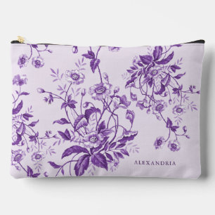 Vintage French Toile Purple Floral Bridal Shower Accessory Pouch