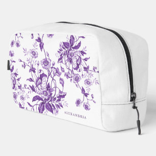 Vintage French Toile Purple Floral Bridal Shower Dopp Kit