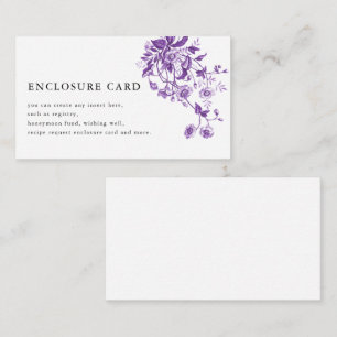 Vintage French Toile Purple Floral Bridal Shower  Enclosure Card