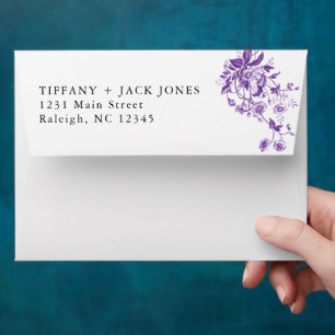 Vintage French Toile Purple Floral Bridal Shower Envelope