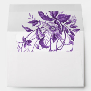 Vintage French Toile Purple Floral Bridal Shower Envelope