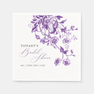 Vintage French Toile Purple Floral Bridal Shower Napkin