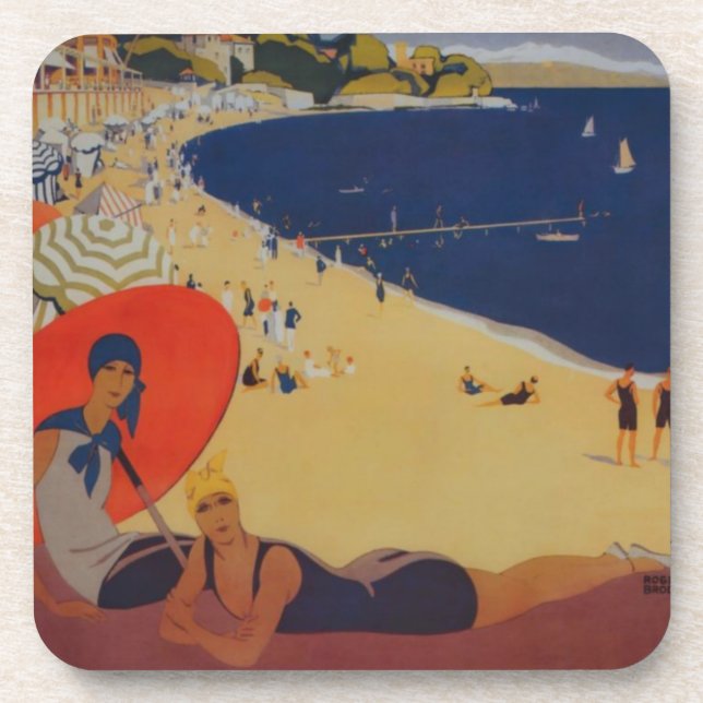 Vintage French Travel Advertisement Coaster (Front)