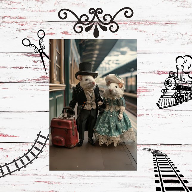 Vintage French Travelling Mice Scrapbook Paper  (Creator Uploaded)