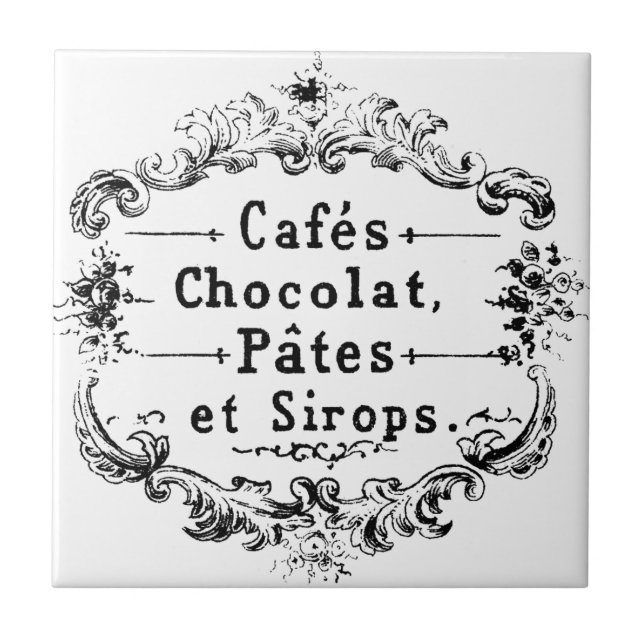 Vintage french  typography chocolate design tile (Front)