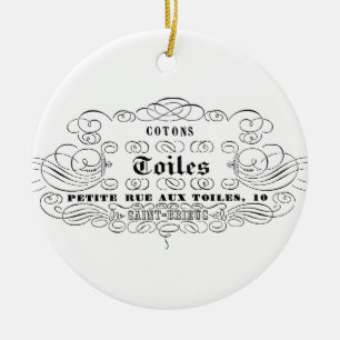 vintage french typography cotton toiles ceramic tree decoration