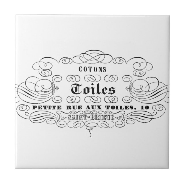 vintage french typography cotton toiles tile (Front)