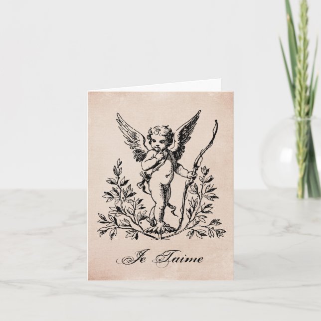 Vintage French Valentine cherub notecard (Front)