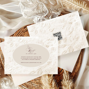 Vintage French Victorian Floral Script QR Code RSVP Card
