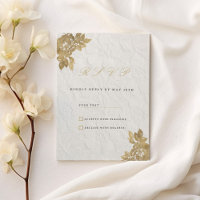 Vintage french white gold floral lace RSVP