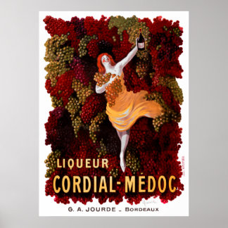 VINTAGE FRENCH WINE 1908 POSTER