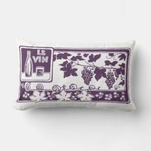 Vintage French Wine Label Rustic Vineyard Lumbar Cushion