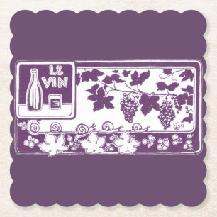 Vintage French Wine Label    Rustic Vineyard  Paper Coaster