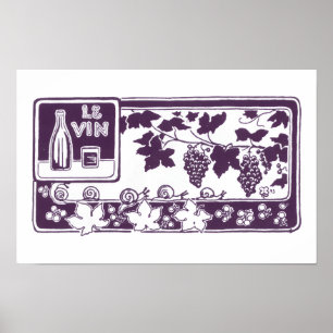 Vintage French Wine Label    Rustic Vineyard  Poster
