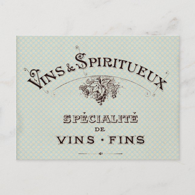 Vintage French Wine Typography Postcard (Front)