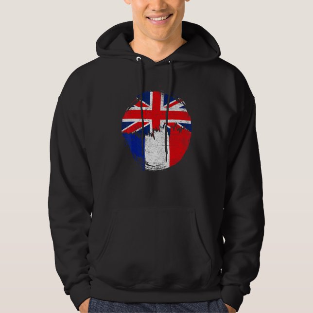 Vintage French with British Flag Roots France Hoodie (Front)