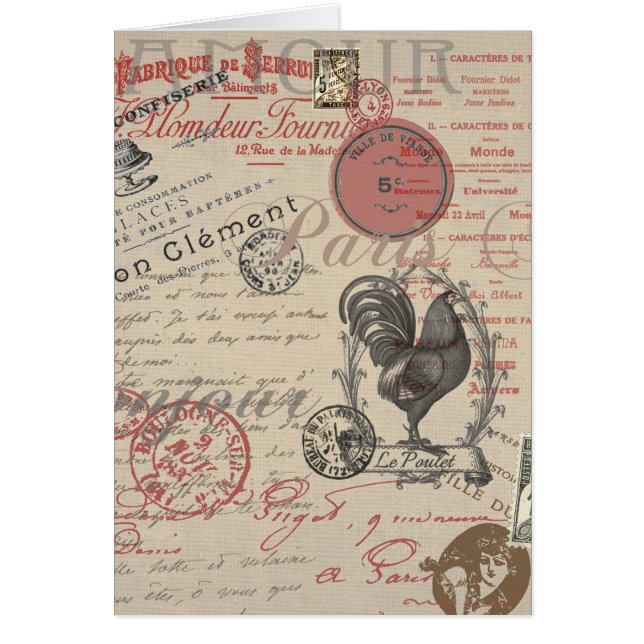 Vintage French Writing Paris Rooster typography (Front)
