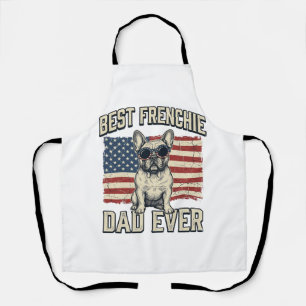 Vintage Frenchie Dad American Flag Apron