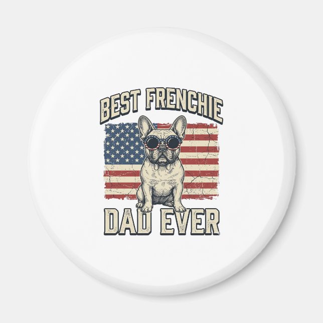 Vintage Frenchie Dad American Flag Magnet (Front)
