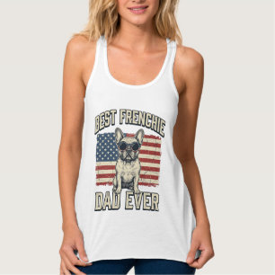 Vintage Frenchie Dad American Flag Singlet