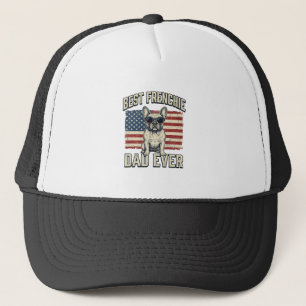 Vintage Frenchie Dad American Flag Trucker Hat