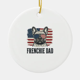 Vintage Frenchie Dad Patriotic Bulldog Shirt_1 Ceramic Tree Decoration