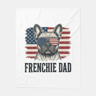 Vintage Frenchie Dad Patriotic Bulldog Shirt_1 Fleece Blanket