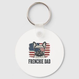 Vintage Frenchie Dad Patriotic Bulldog Shirt_1 Key Ring