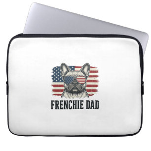 Vintage Frenchie Dad Patriotic Bulldog Shirt_1 Laptop Sleeve