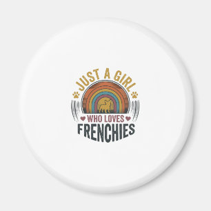 Vintage Frenchie Dog Lover Girl Shirt Design Magnet