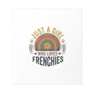 Vintage Frenchie Dog Lover Girl Shirt Design Notepad
