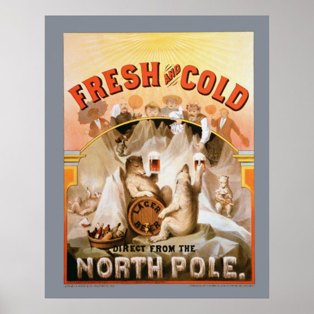 Vintage Fresh and Cold Lager Beer Print (Front)