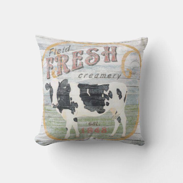 Vintage Fresh Creamery Cow Cushion (Front)
