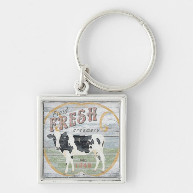 Vintage Fresh Creamery Cow Key Ring (Front)