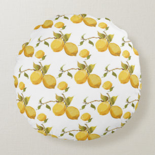Vintage Fresh Lemons: Simplistic Design Round Cushion