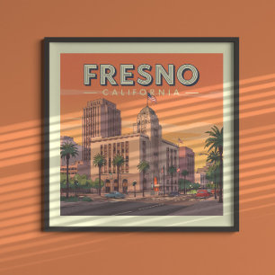 Vintage Fresno California Poster
