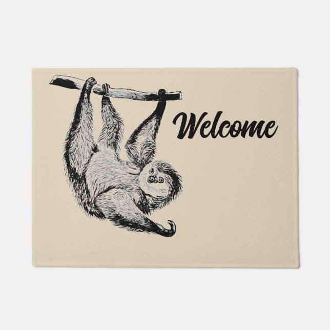 vintage friendly sloth - welcome doormat (Front)
