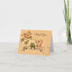 Vintage Friends- Floral & Birds-Thank You Note Car Thank You Card