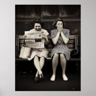 Vintage Friends Laughing Together Poster