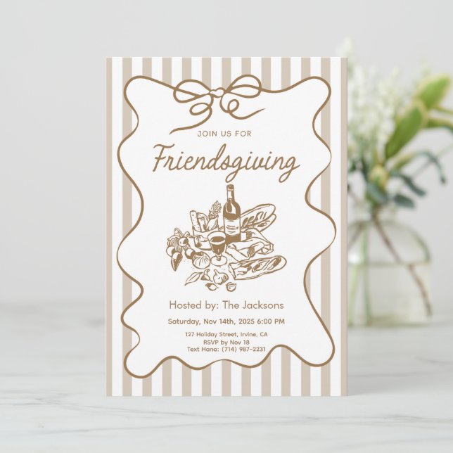 Vintage Friendsgiving Invitation (Standing Front)