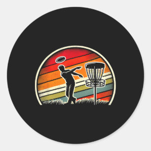 Vintage Frisbee Golf Player Sport Disc Golf Sket A Classic Round Sticker
