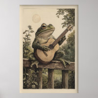 Vintage Frog Art Print, Victorian Frog Enjoying