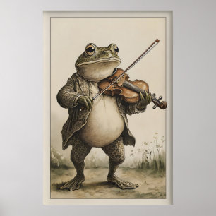 Vintage Frog Art Print, Victorian Frog Enjoying Poster