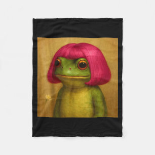 Vintage Frog Bob Haircut Funny Meme For Men Women  Fleece Blanket